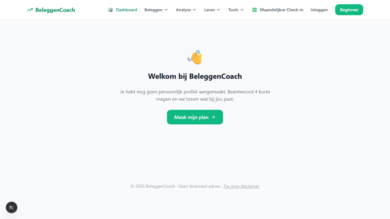 Beleggingscoach dashboard